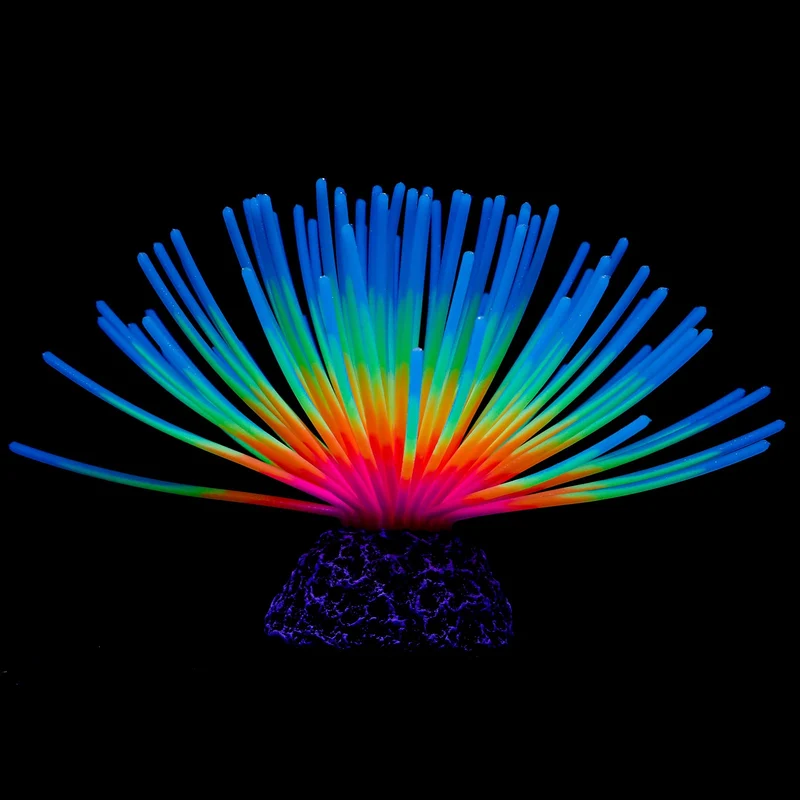 Uniclife Boule d'oursin bleu irisé en silicone pour aquarium – décor marin avec effet lumineux