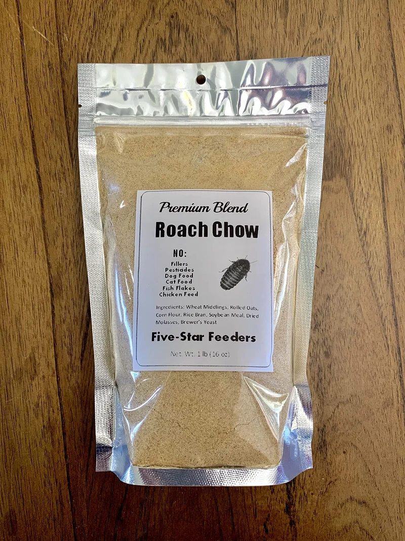 Five-Star Feeders – 1 lb Roach & Cricket Chow, Protéine Équilibrée et Calcium Fortifié, Sac Mylar