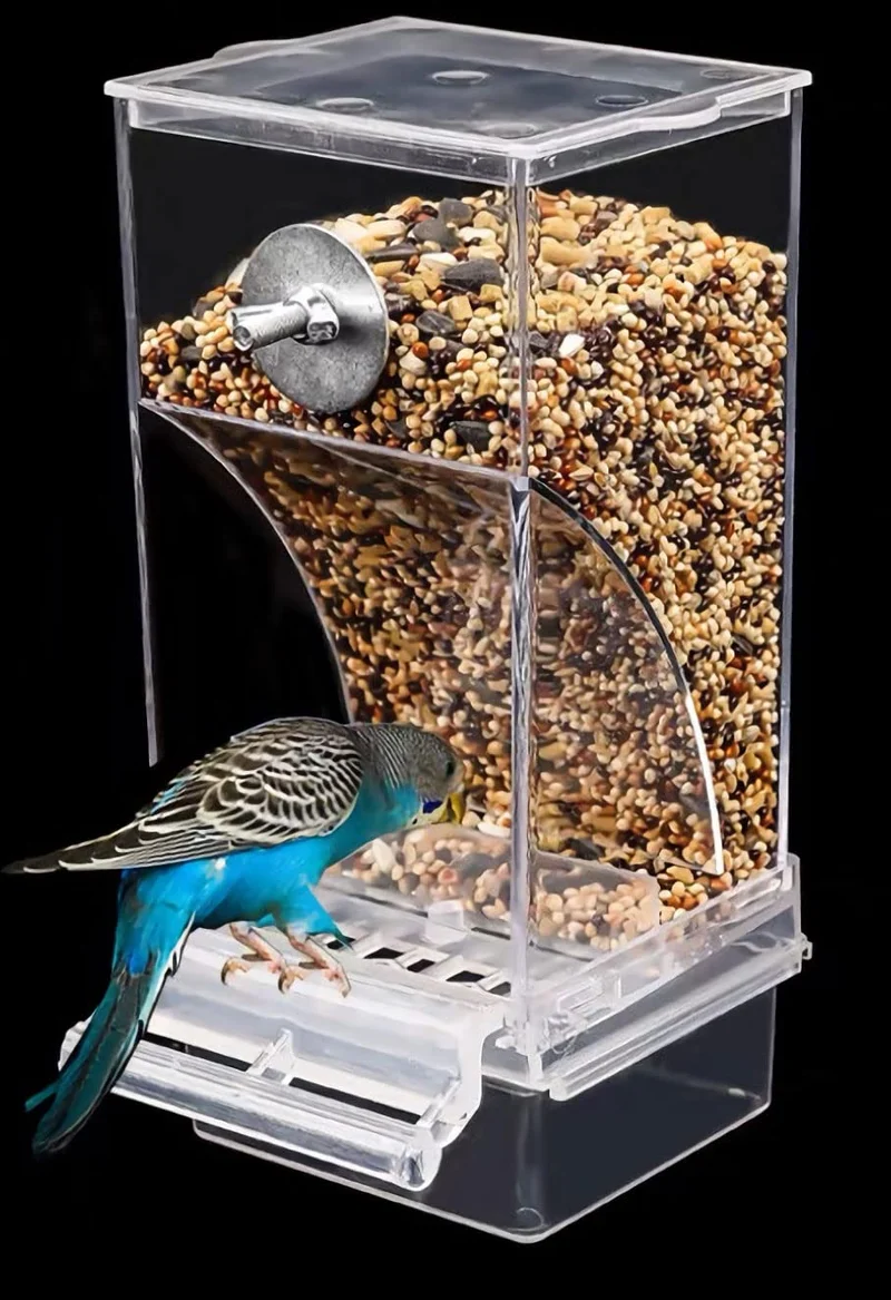 NINGVIHE Mangeoire Sans Gâchis pour Cage – Nourrissage Automatique en Acrylique pour Petits Oiseaux