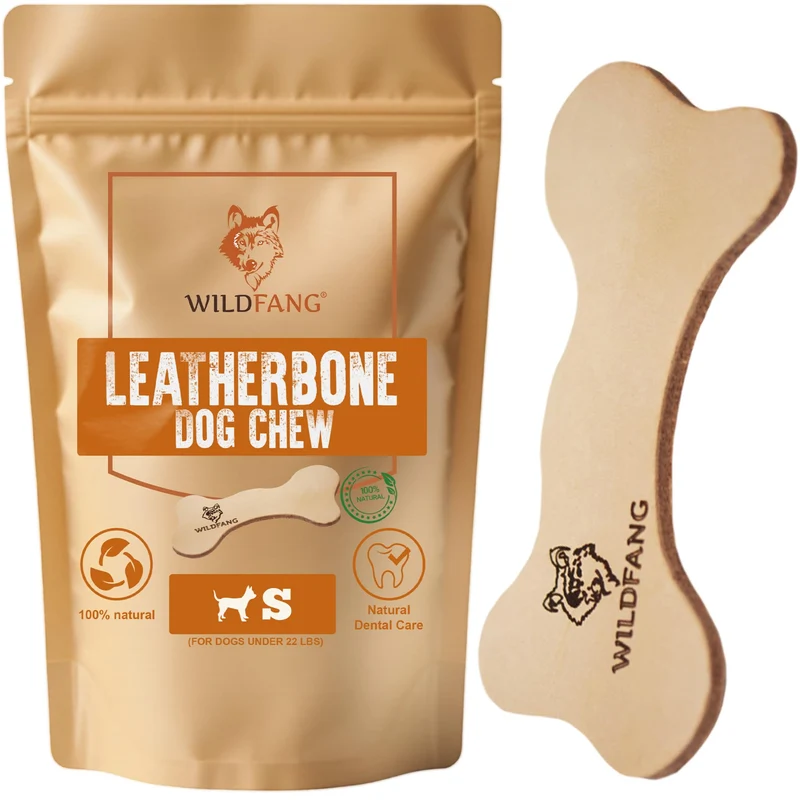 Wildfang Os en Cuir – Petit Jouet à Mâcher Doux pour Chiens Petits et Dents Sensibles