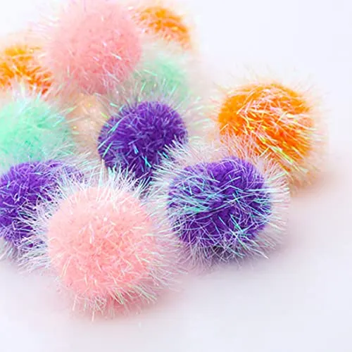 Osvela Balles Pompon Étincelantes pour Chat – Jouet Interactif 2 Pouces, Lot de 12