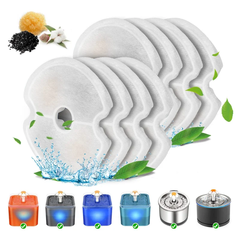 VinDox Fontaine pour chat – Inox 2,5 L, LED nocturne, 8 filtres inclus