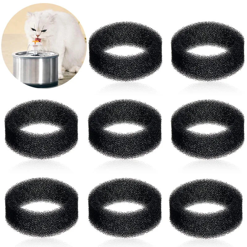 Tuanse – 8 filtres éponge ronds pour fontaine chat et chien (2,5 L/2,2 L)