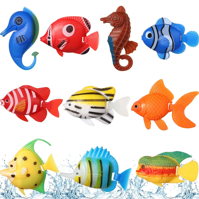 Aoriher – 10 pièces de poissons artificiels flottants pour aquarium, décor coloré et hippocampe pour lampe à bulles