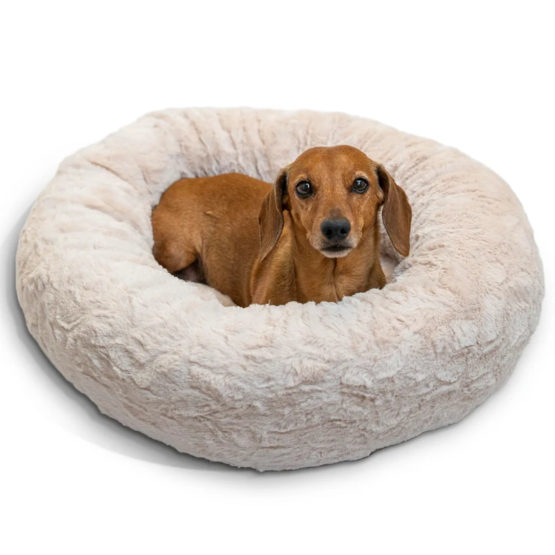 Lit Donut Calmant Best Friends by Sheri – Pour Petits Chiens jusqu’à 25 lb, Luxe Fourrure Oyster, 23x23