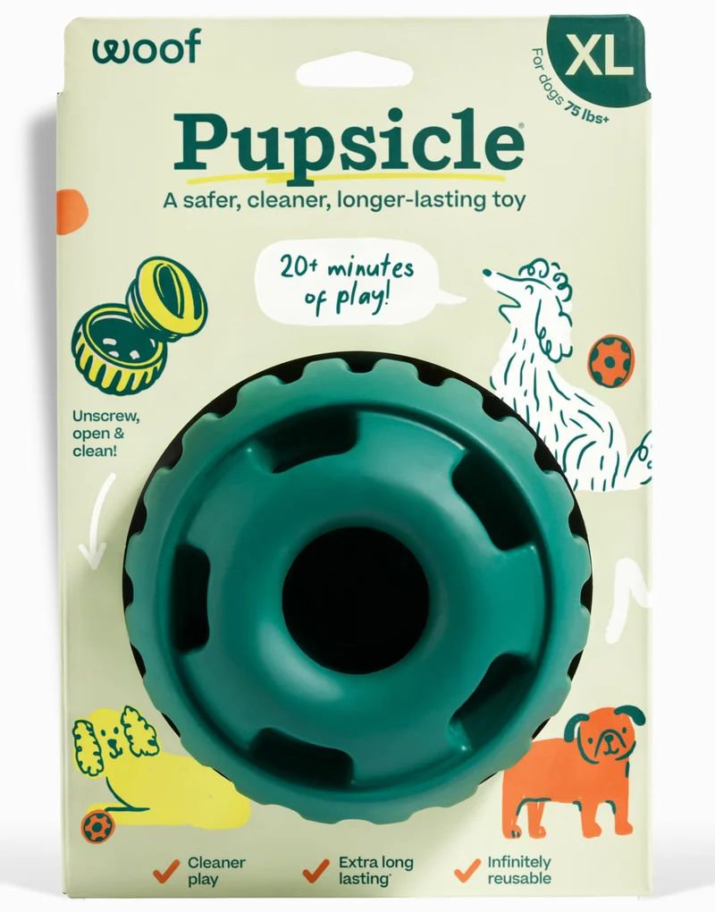 Woof Pupsicle — Jouet boule casse-tête interactif longue durée pour chiens XL