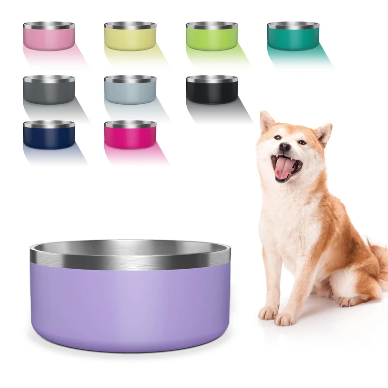 WENBOKMIN Bol pour chien en inox 40oz - anti-glissant, lavable au lave-vaisselle, lilas clair