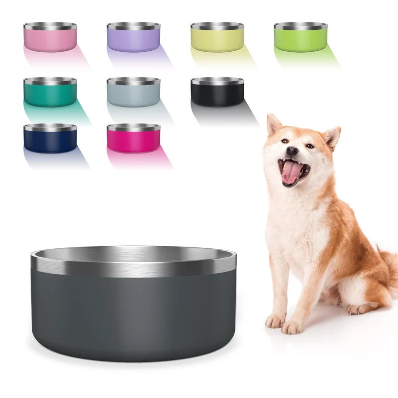 WENBOKMIN Bol chien inox anti-glisse 40oz gris profond – lavable au lave-vaisselle