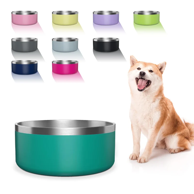 Bol Chien WENBOKMIN en Inox 304 – Anti-Glisse, 64oz, Vert Profond, Lavable au Lave-Vaisselle