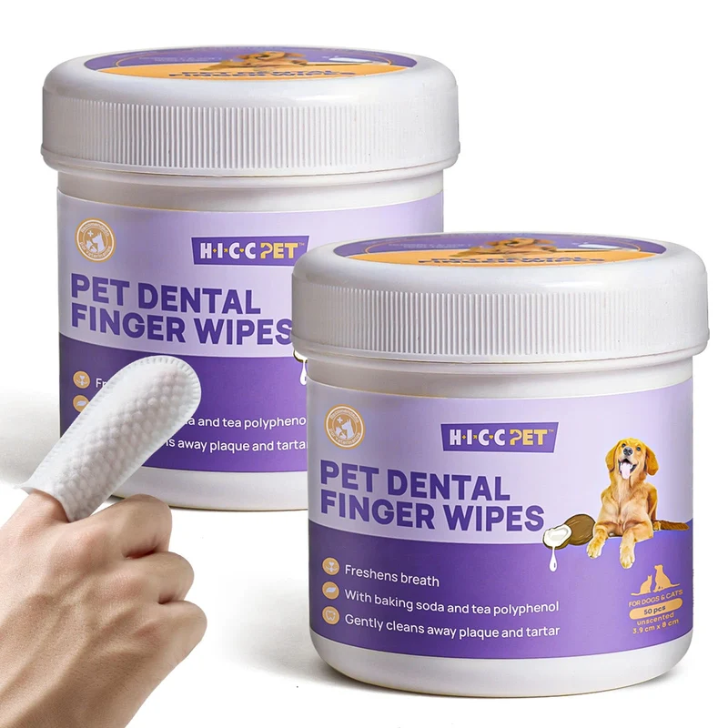 Lingettes Dentaires HICC PET pour Chiens et Chats – Nettoyage Sans Rinçage, 100 Lingettes