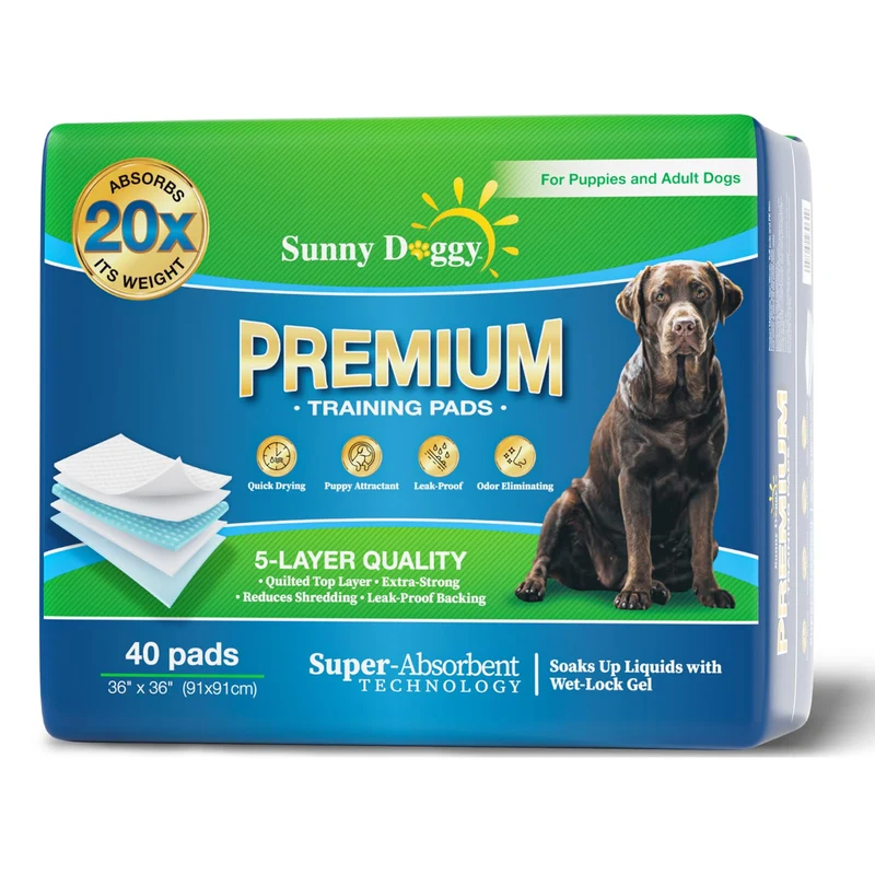 Sunny Doggy Tapis d'apprentissage Extra Grand 36x36 pouces – 40 pièces, Absorbants et Anti-Fuites