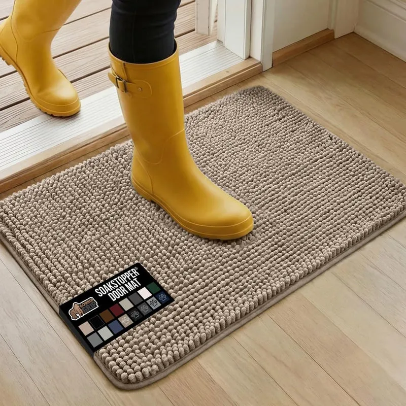 GORILLA GRIP SoakSTOPPER Tapis d'entrée 30x20 – Absorption durable, Lavable, Beige