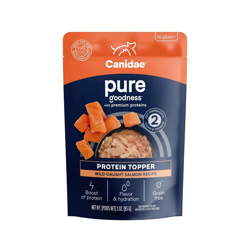Canidae Pure Protein Topper – Morceaux saumon sauvage en sauce, 3 oz (lot de 12)