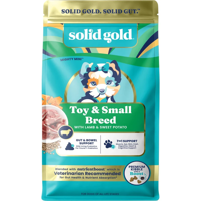 Solid Gold Toy & Small Breed – Croquettes Petites Bouchées à l’Agneau Réel, Sans Céréales, Probiotiques – NutrientBoost – 3,75 lb