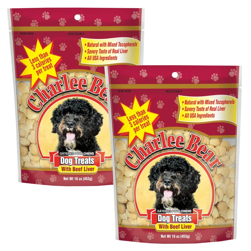 Charlee Bear Friandises d'Entraînement – Saveur Foie de Boeuf, 3 Calories chacune, 2x16 oz, Fabriqué aux États‑Unis