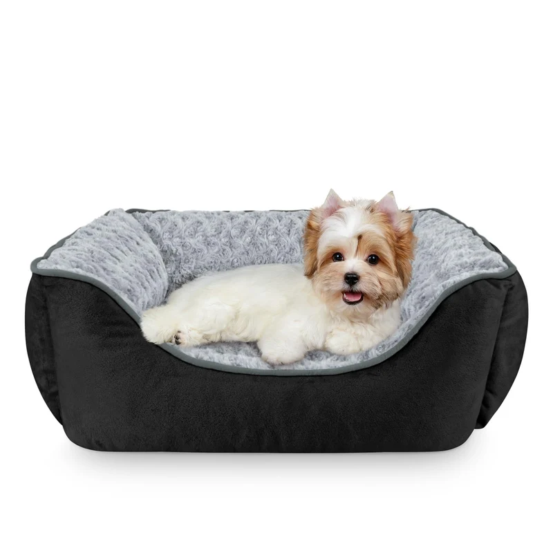 JOEJOY Lit de chien Rectangle – Orthopédique, Lavable, Antidérapant, Pour Chiens de Toutes Tailles – Noir
