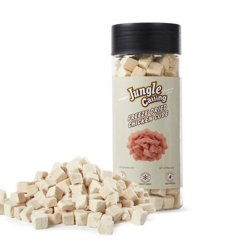 Jungle Calling – Friandises Poulet Lyophilisé pour Chats et Chiens, Cubes Sans Céréales, Haute Protéine (3,2 oz)