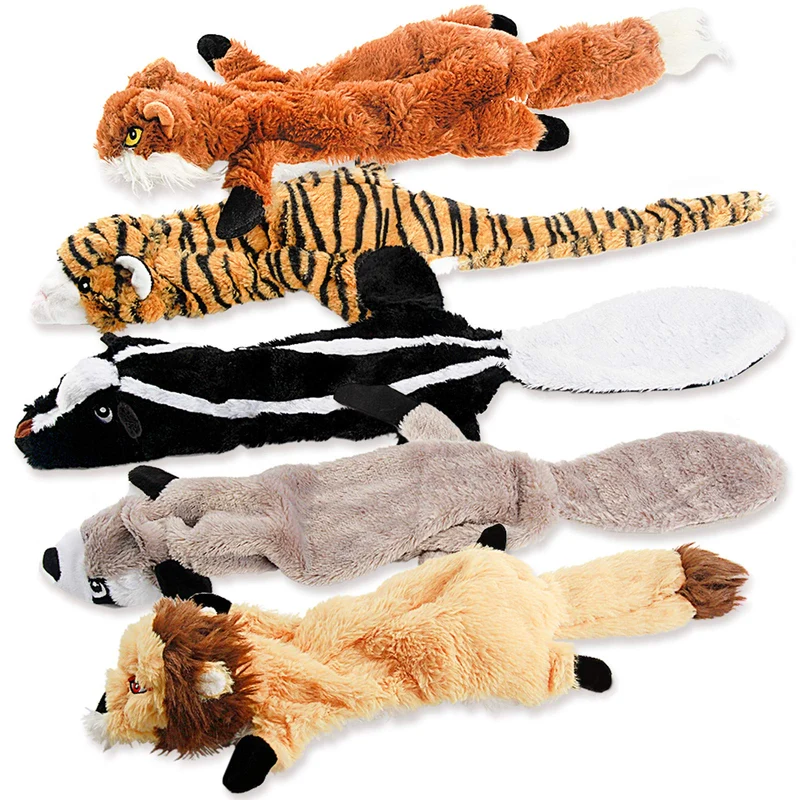Jouets Siffleurs Sans Bourre pour Chiens FIREOR – Lot 5 Peluches Interactives et Durables