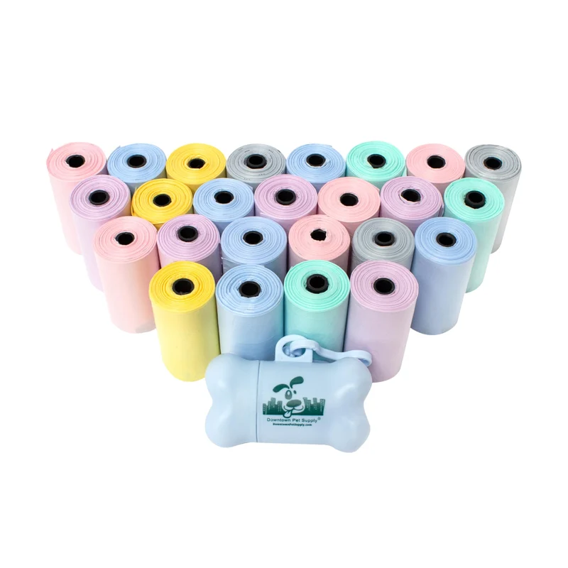 Downtown Pet Supply Sacs de Déjections Lavande – 500 Unités, Distributeur Inclus, Sacs Étanches et Porte-Sacs Os, 12,5 x 8,5 po