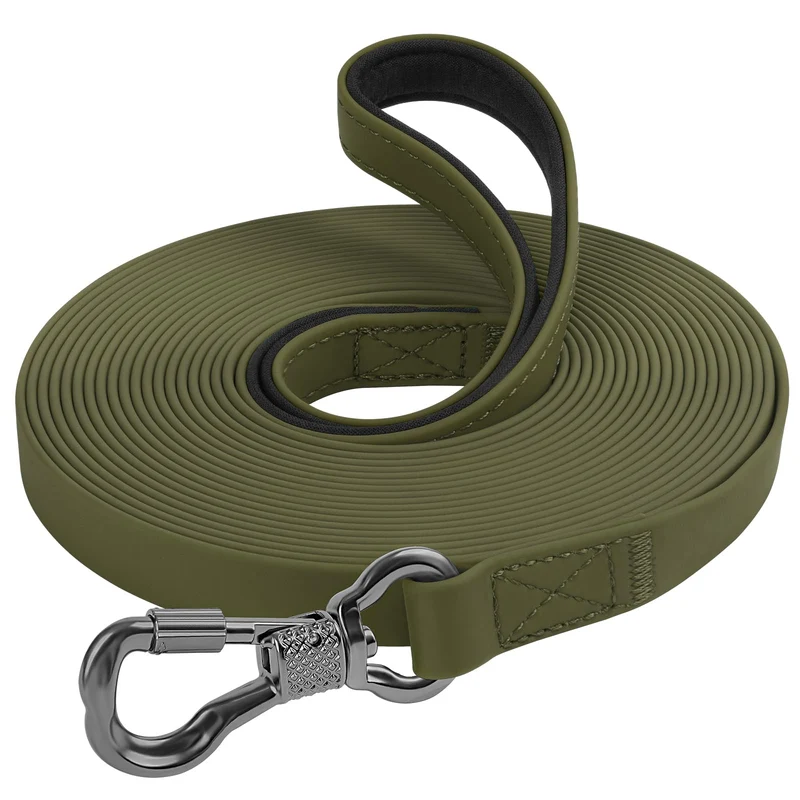 XiaZ Longe pour Chiens – Longe d entraînement imperméable 30 pieds Olive