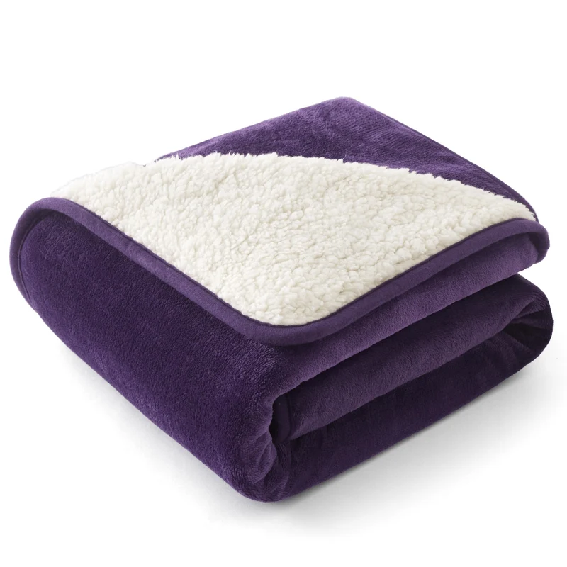 Bedsure Couverture Imperméable pour Petits Chiens – Sherpa & Flanelle, 25 x 35 pouces, Aubergine