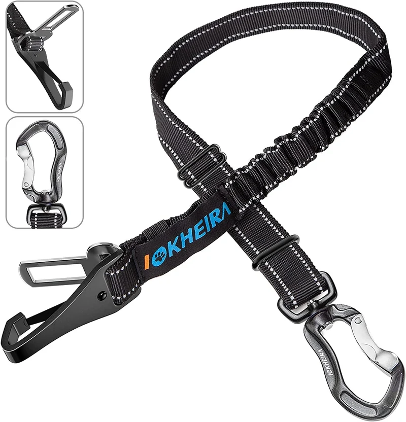 IOKHEIRA Ceinture de sécurité pour chien – Harnais ajustable, réfléchissant et bungee