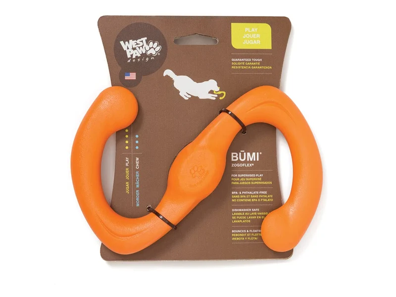 WEST PAW Zogoflex Bumi – Jouet S‑Formé 8 pouces Tangerine – Sans Latex, Garantie