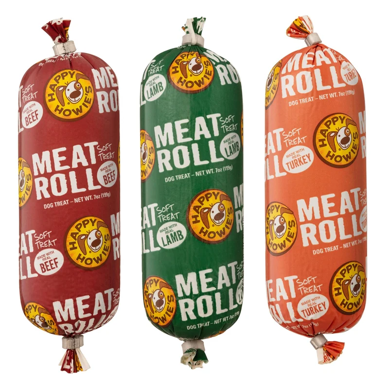 Happy Howie's Rouleau de Viande Doux – Friandise pour Chiens, Lot de 3x7oz, Ingrédients Naturels, Fabriqué aux États‑Unis