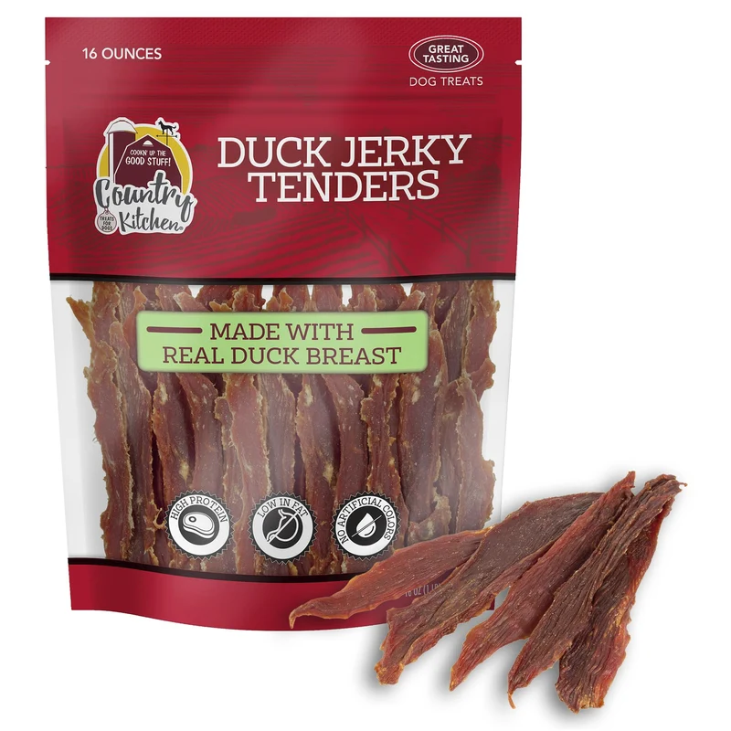 Country Kitchen Friandises Sèches au Canard pour Chiens – Protéines Élevées, Faible Teneur en Matières Graisses, Sans Colorants Artificiels, 450 g