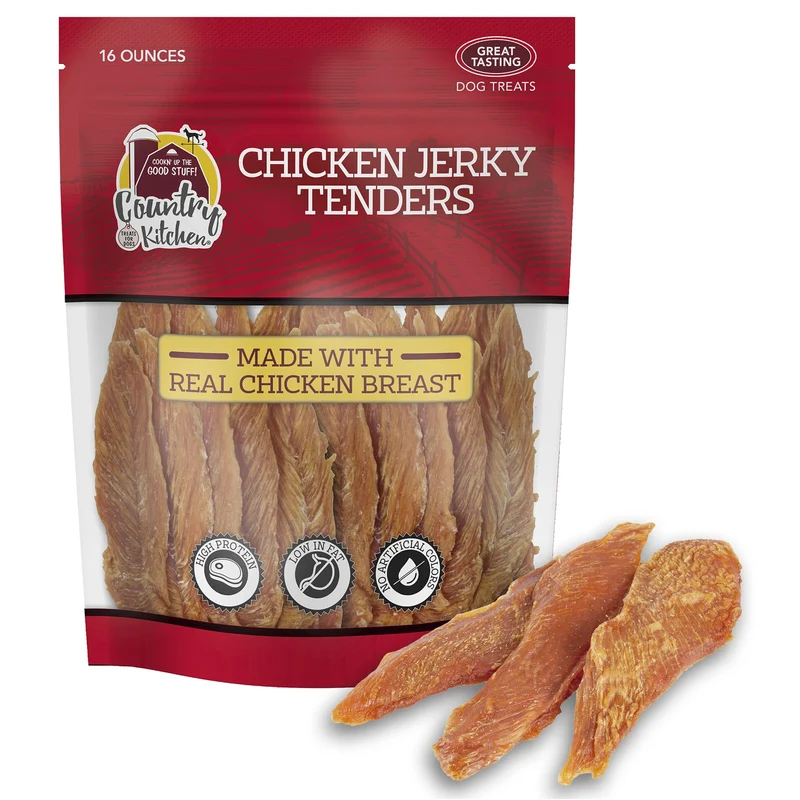 Country Kitchen Friandises au Poulet pour Chien – Protéine Élevée, Faible Gras, 454 g