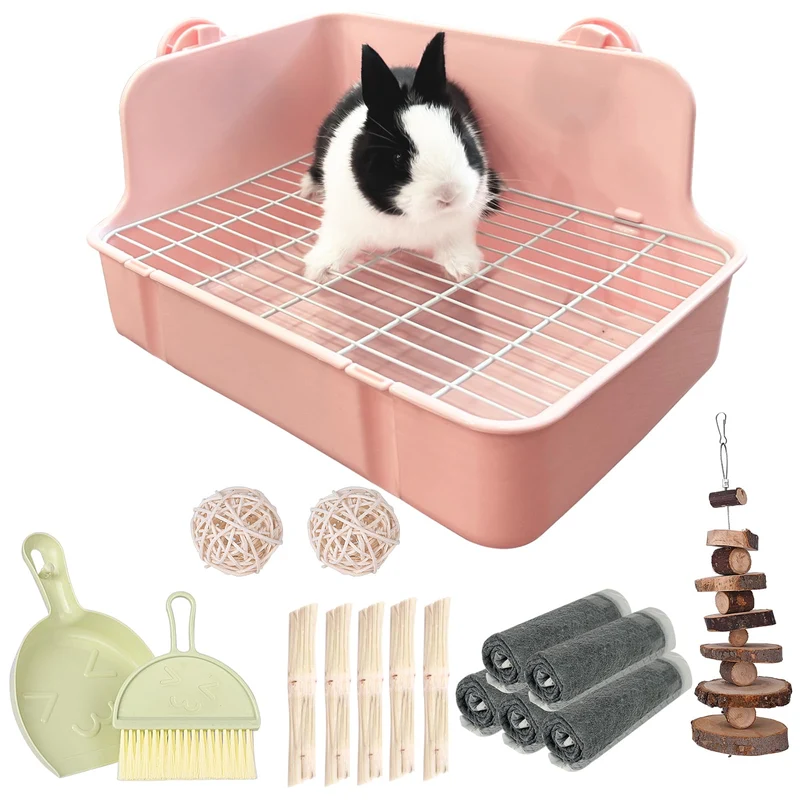 RUBYHOME Litière pour Lapin et Petits Animaux – Bac d’Angle, Facile à Nettoyer et Sûr