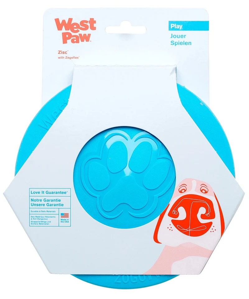 West Paw Zogoflex Zisc – Disque volant pour chien, léger et flottant, 6,5 pouces et 8,5 pouces – bleu aqua