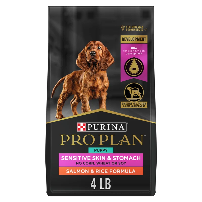 Purina Pro Plan Chiot — Peau et Estomac Sensibles, Saumon et Riz, Sac de 4 lb