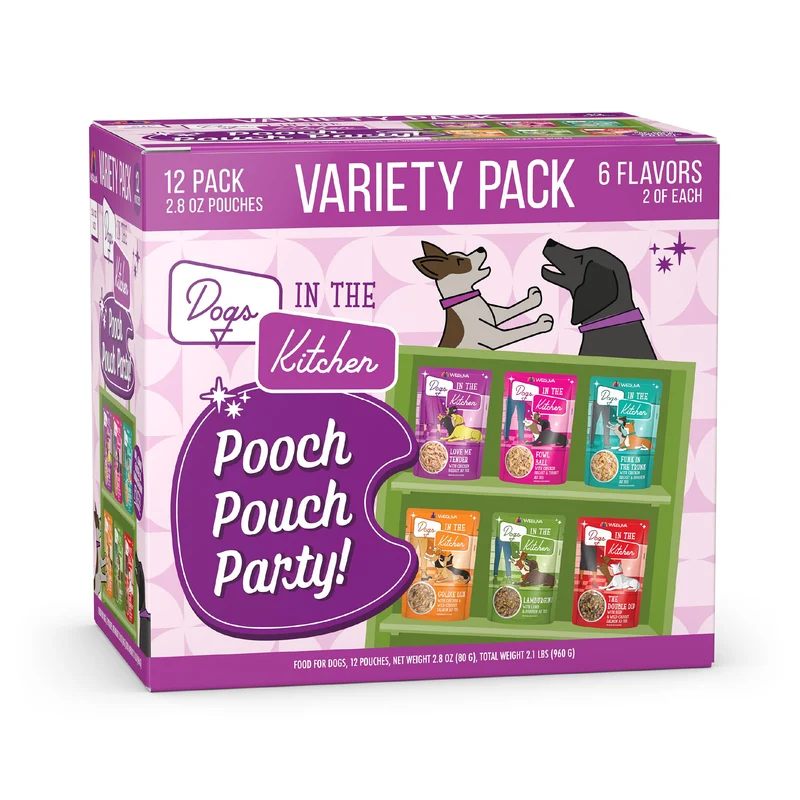 Weruva Chiens dans la Cuisine – Pack Variété Poches Humides 2,8 oz (12 sachets)