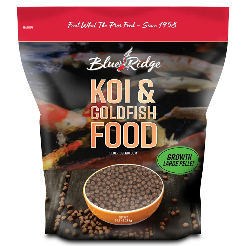 Blue Ridge Koi Alimentation 5 lb – Boulettes Flottantes 3/16 pouce, Croissance et Couleur, Nourriture Premium pour Bassins