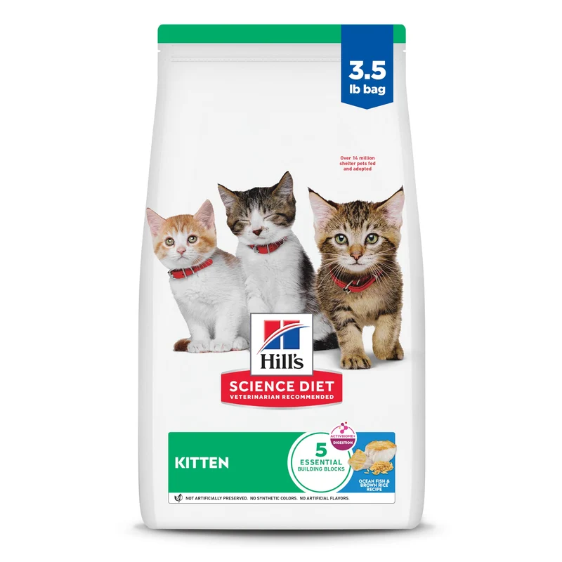 Hill's Science Diet Kitten – Croquettes Chaton Poisson Océan et Riz Brun, Sac 3,5 lb