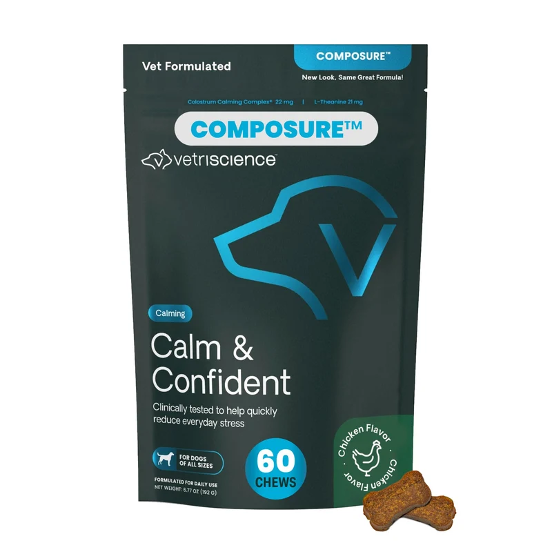 VetriScience Calm & Confident Bouchées – Calme et Confiance pour Chiens, 60 bouchées