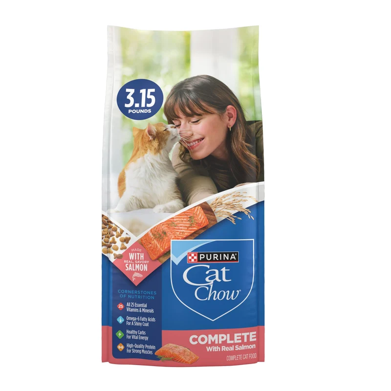 Purina Cat Chow Complete Protéine élevée au Saumon – Croquettes sèches pour chats (pack 4 x 3,15 lb)