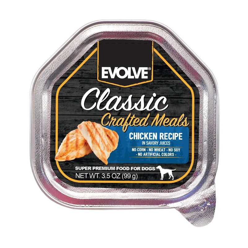 Evolve Repas Canins Classiques Élaborés au Poulet – Boîtes de 3,5 oz, Lot de 15
