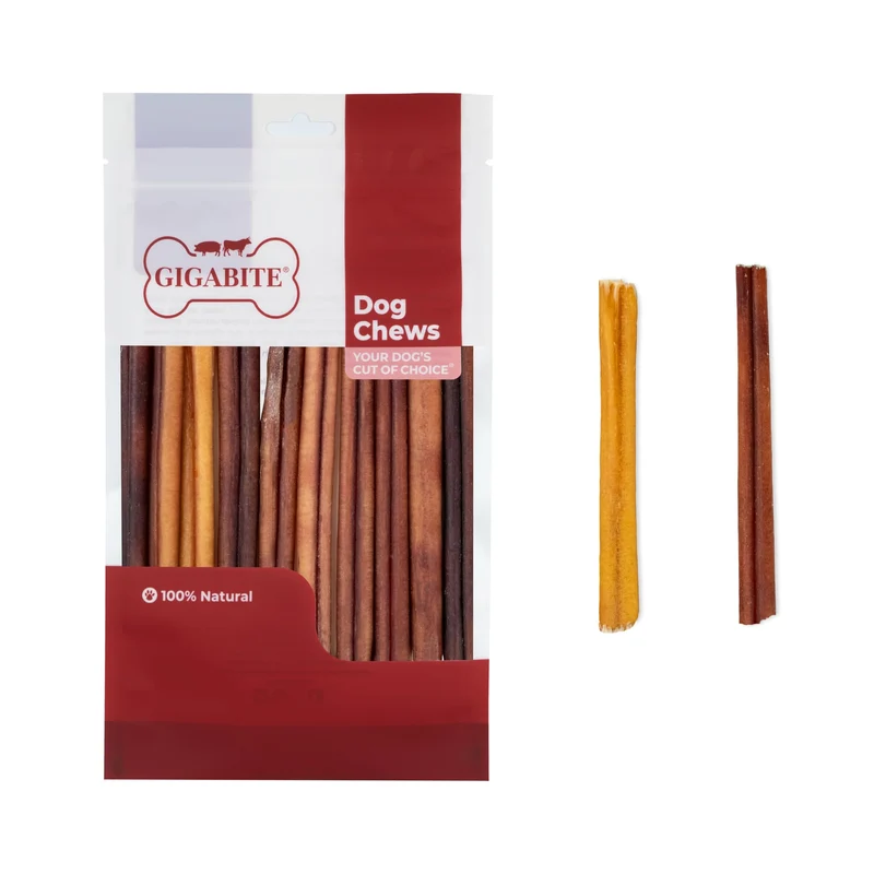 Best Pet Supplies GigaBite Bully Sticks pour chiens – 6 pouces, 10 pièces, 100% pizzle de bœuf, sans odeur, sans cuir brut