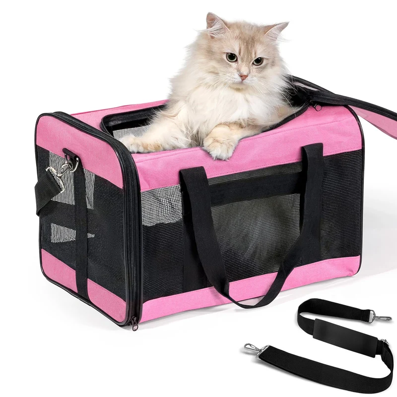 Conlun Porte-chat Doux et Souple – Conforme Avion, Laisse Intérieure, Jusqu’à 15 Lbs, Rose M