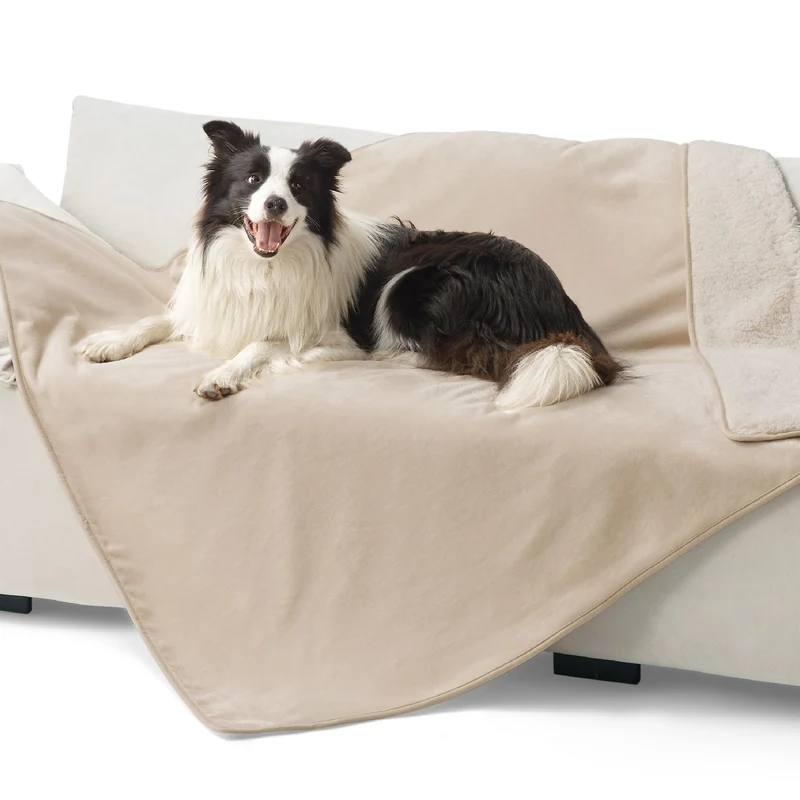 Bedsure Couverture pour Chat Intérieure – Imperméable, Sherpa Doux, 60x50 cm, Crème