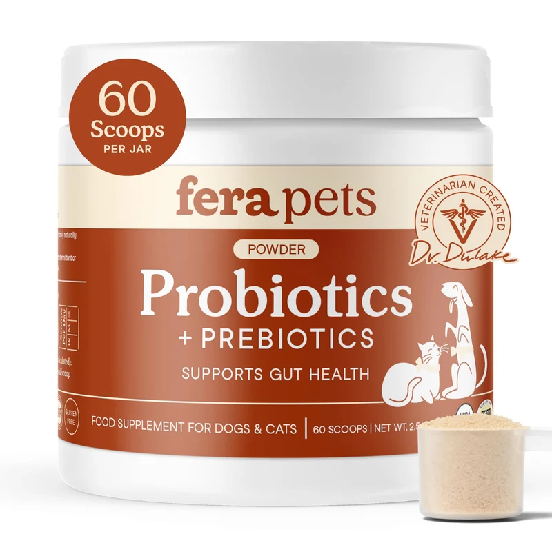 Fera Pets Probiotics – 5 milliards CFU, 12 souches, organic certifié USDA pour chiens et chats