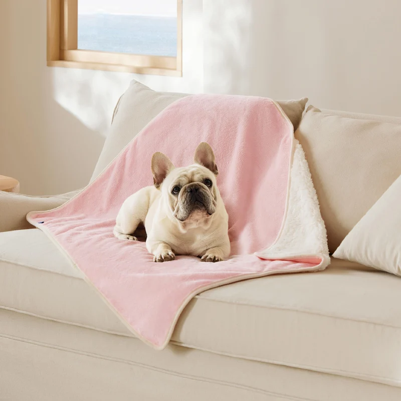 Bedsure Couverture pour chats d’intérieur — Imperméable, Sherpa doux, réversible 101x76 cm, Rose