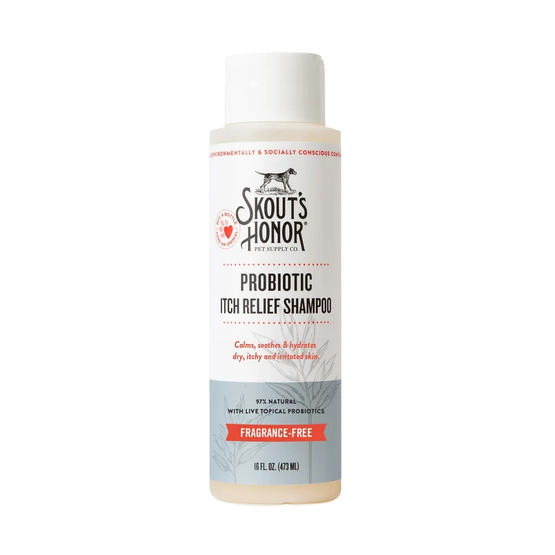 SKOUT'S HONOR Shampooing Probiotiques pour Animaux – Sans Parfum, Sans Parabènes, Avocat & Oméga-3, 16 oz