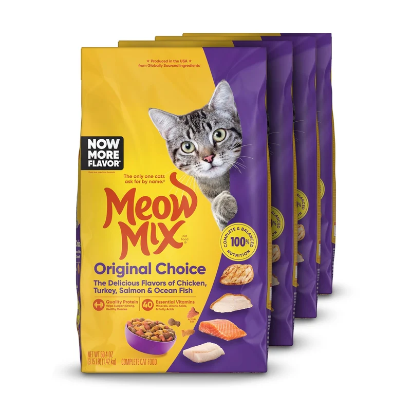 Meow Mix Original Choice Croquettes pour Chats – Lot de 4 x 3,15 livres