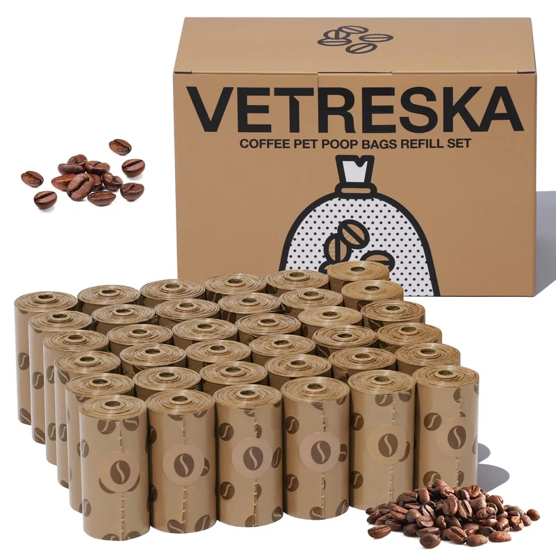 Vetreska Sacs Poubelle Café – 540 Sacs, Arôme Café, Étanches et Ultra Épais, 9×13