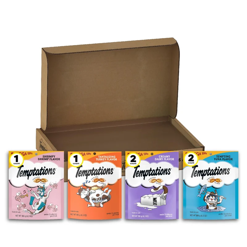 Temptations Friandises pour Chats – Pack Varié Croquant et Doux, 6,3 oz (Lot de 6)