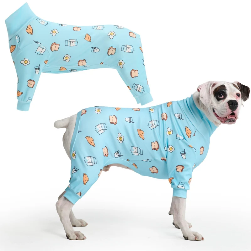 Spark Paws Pyjama Chien – Combinaison réconfort 4-voies étirement – Bleu petit-déjeuner – 3XL