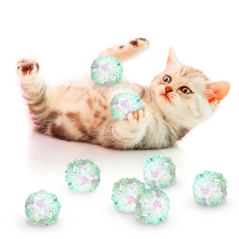 SunGrow Boules Mylar Crinkle pour Chats – 2 po, Brillantes, Légères et Stimulation de Jeu